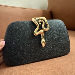 Black Clutch with Gold Accents